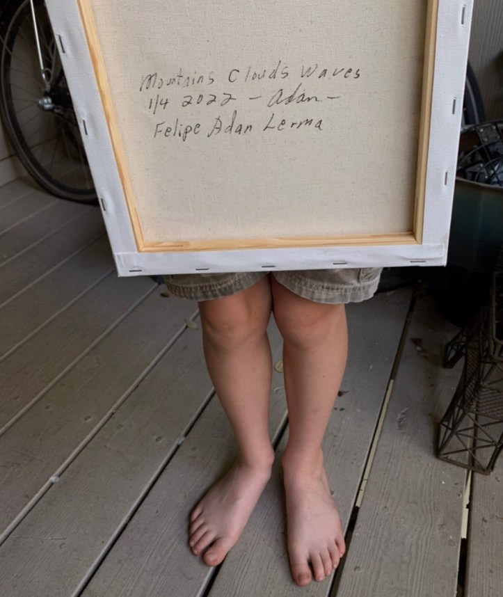 close-up of Back of 1of4 of Mountains Clouds and Waves March Signed 2022 ©Felipe Adan Lerma