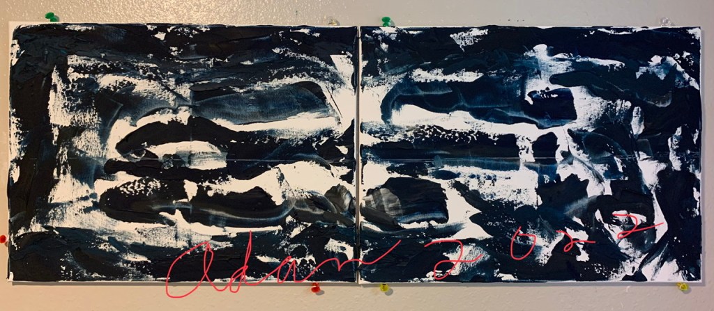 April 19, 2022 – Started a New Diptych : Dawn ( or Desire at Dawn ), 1st 2&nbsp;In-lays