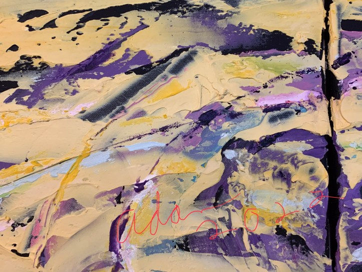 detail, Birth of an Atom ©Felipe Adan Lerma, 2 16x20 stretched canvas panels, April 2022