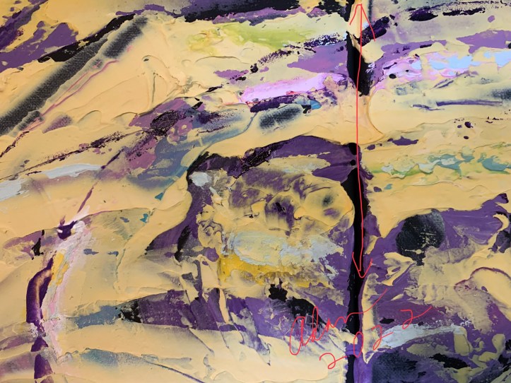 detail, Birth of an Atom, April 2022 ©Felipe Adan Lerma, acrylic on 2 16x20 panels ( diptych ) in-progress