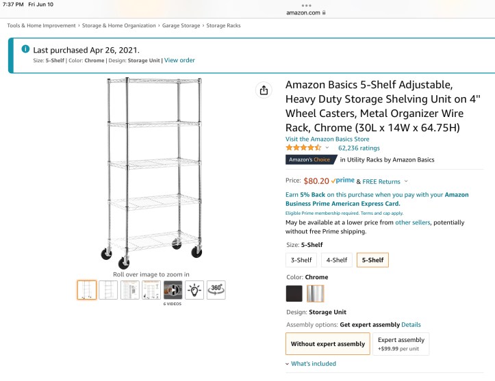 My Amazon Basics 5-Shelf Heavy Duty Shelving https://amzn.to/3mJ4QSV
