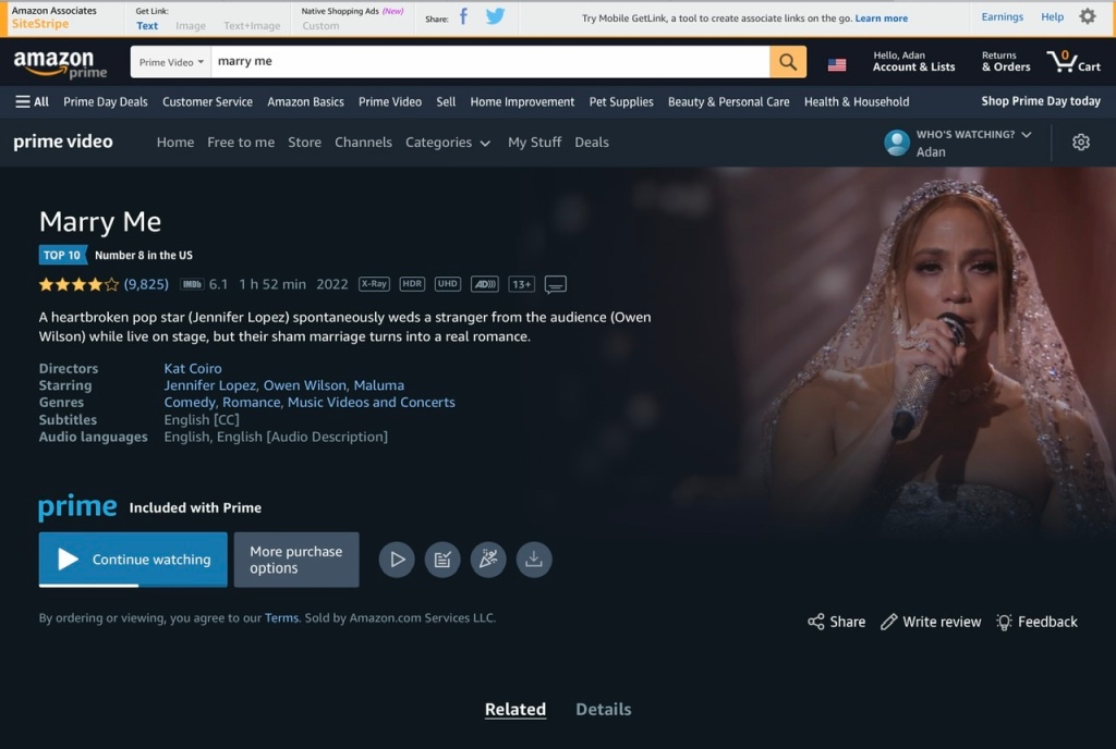 July 13, 2022 – Parial Review : Marry Me, with Jennifer Lopez and Owen Wilson – 5 Happy Stars and Counting!!!