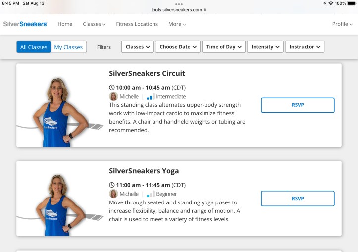 SilverSneakers Yoga and Circuit Classes via Michelle https://tools.silversneakers.com/Search/OnlineClasses
