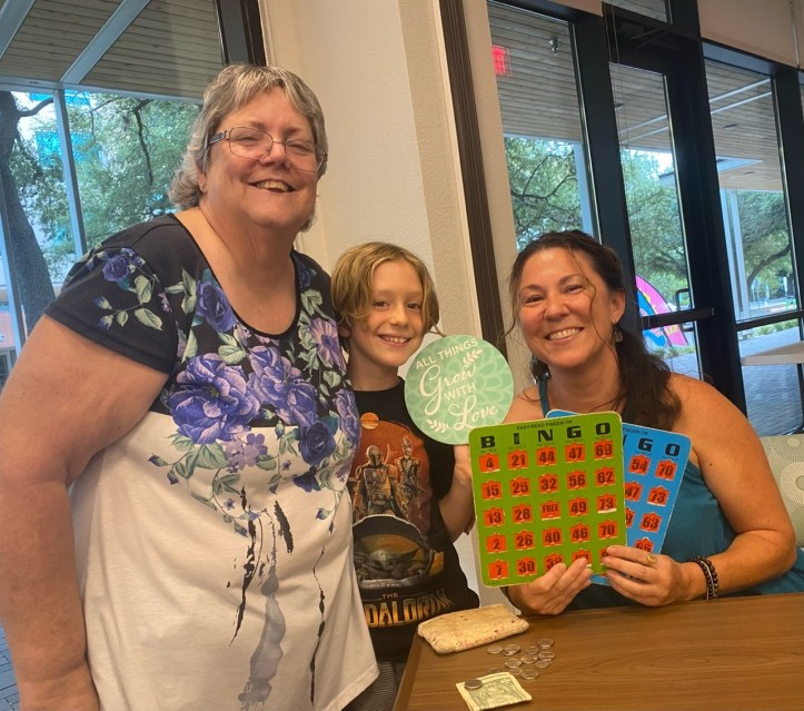Playing Bingo with family & friends at The LadyBird 55+ community center, Austin Texas August 2022