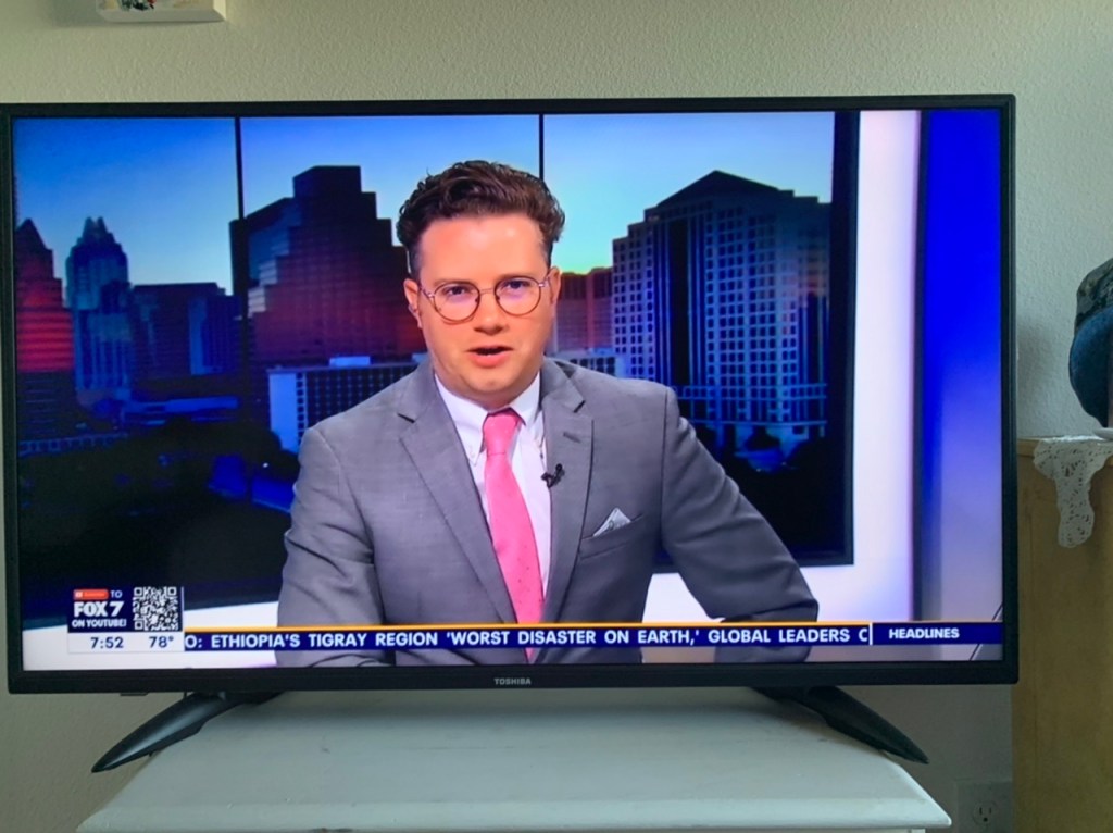 Fox 7 News scroll with Climate News, Aug 18, 2022 ( scroll reads left to right between the 2 pictures ) https://www.fox7austin.com/