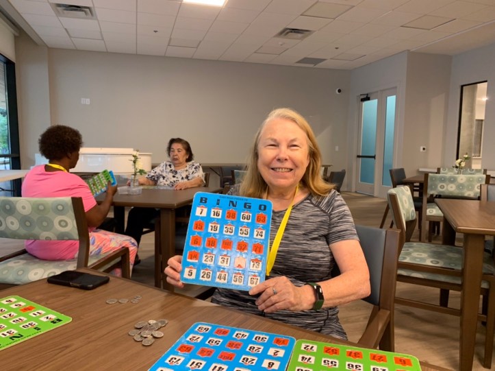Playing Bingo with family & friends at The LadyBird 55+ community center, Austin Texas August 2022