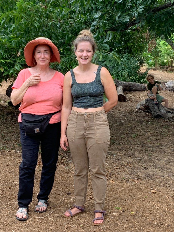Jenna & Karen & our youngest grandchild at Festival Beach Food Forest, Austin Texas 08.06.22