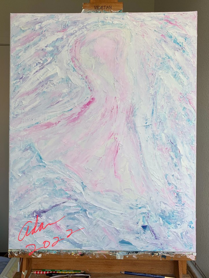 Danseur en Bleu ( formerly Dancing Turquoise ) 09.24.22, in-progress, begun late June 2022, added scumbled highlights ©Felipe Adan Lerma