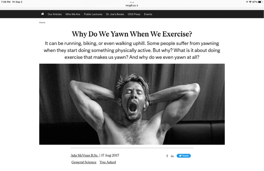 September 03, 2022 – I Sometimes Yawn During Exercise and I LOVE&nbsp;It!!!