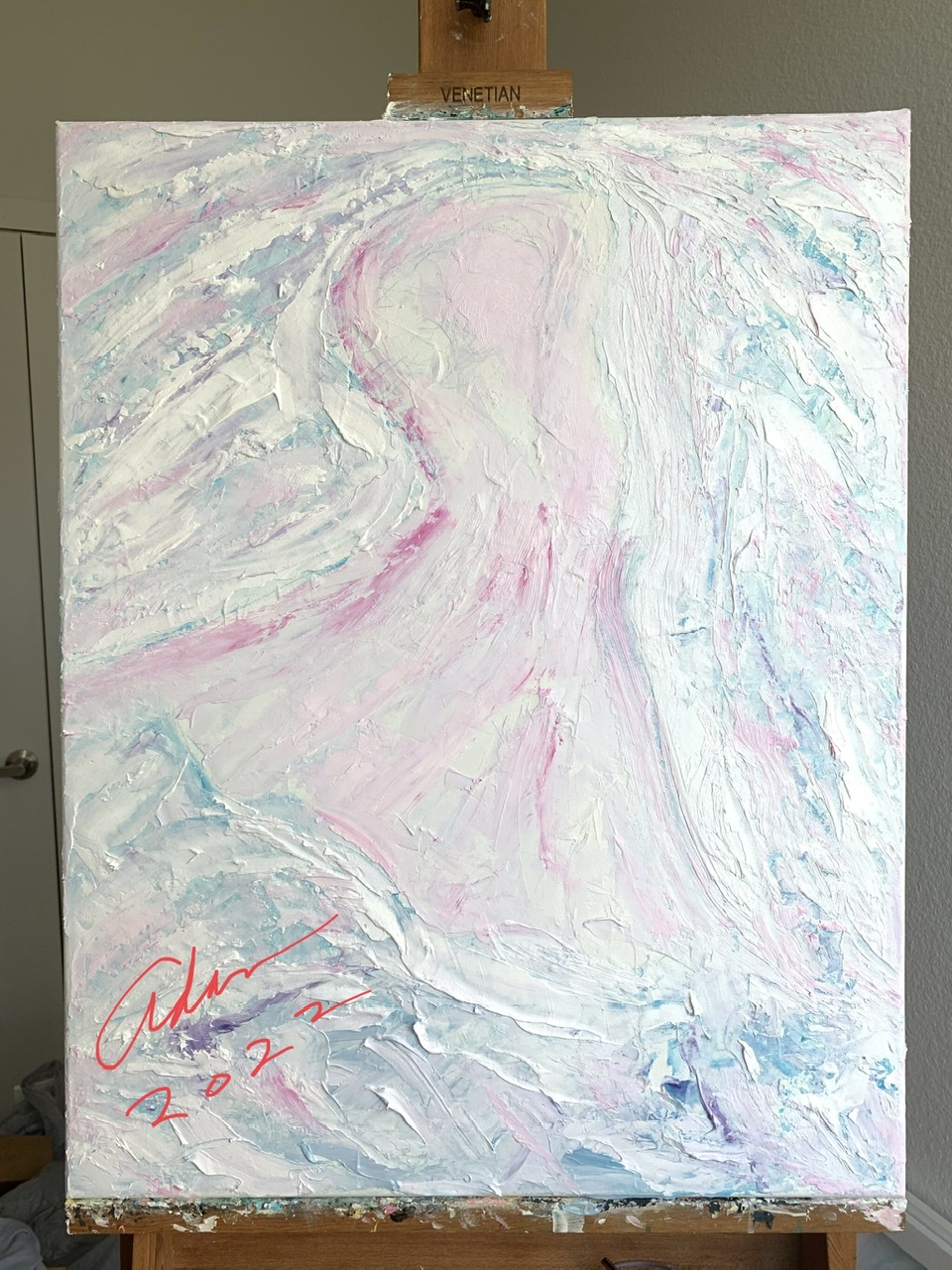 September 28, 2022 – Working Texture and Figures into Compositions I Like, Part 6 : Adding a 5th ( scumbled ) Layer to Danseur en Bleu ( formerly Dancing Turquoise&nbsp;)