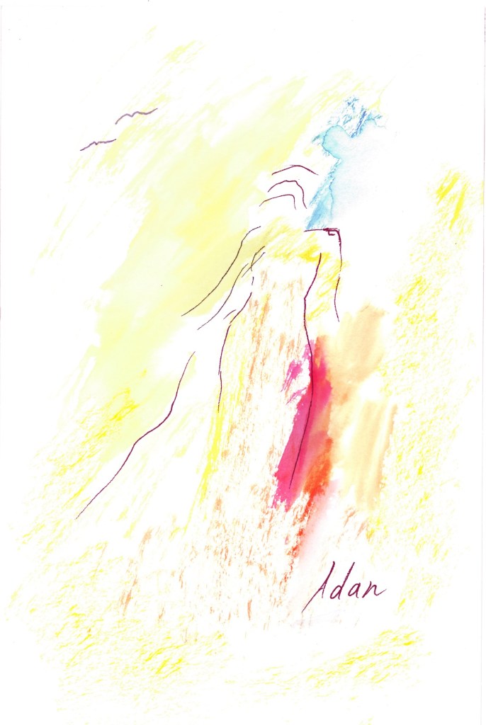 She Walks Two Shores 2024 ©️Felipe Adan Lerma @SaatchiArt https://www.saatchiart.com/art/Painting-She-Walks-Two-Shores-2024/2369095/12132805/view 9" x 12" watercolor on paper with original ink drawing #sensuous #femalefigure #impressionist