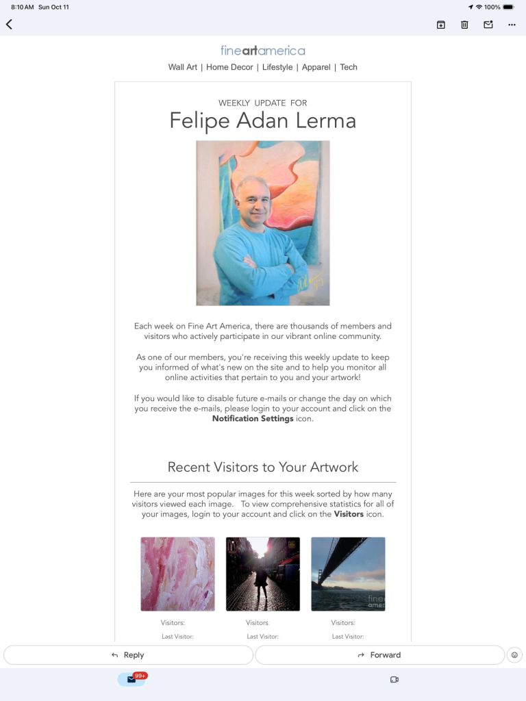 My most viewed images of my original art & photography thru each one week period